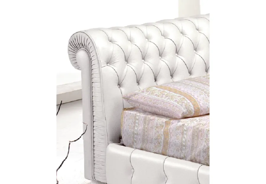 obrazek 2 Łóżko chesterfield ze skóry do materaca 180x200cm