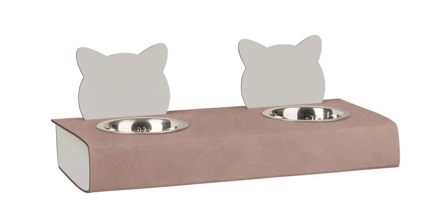 obrazek 1 Zestaw dwóch misek dla kota 40x16xH6 cm w stylowym kolorze pudrowego różu