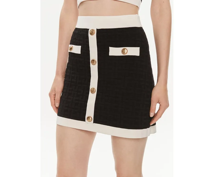 obrazek 1 Elisabetta Franchi Spódnica mini GK-98B-42E2-004477 Czarny Slim Fit