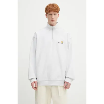 Zdjęcie Carhartt WIP bluza Half Zip American Script Sweat męska kolor szary melanżowa I027014.482XX
