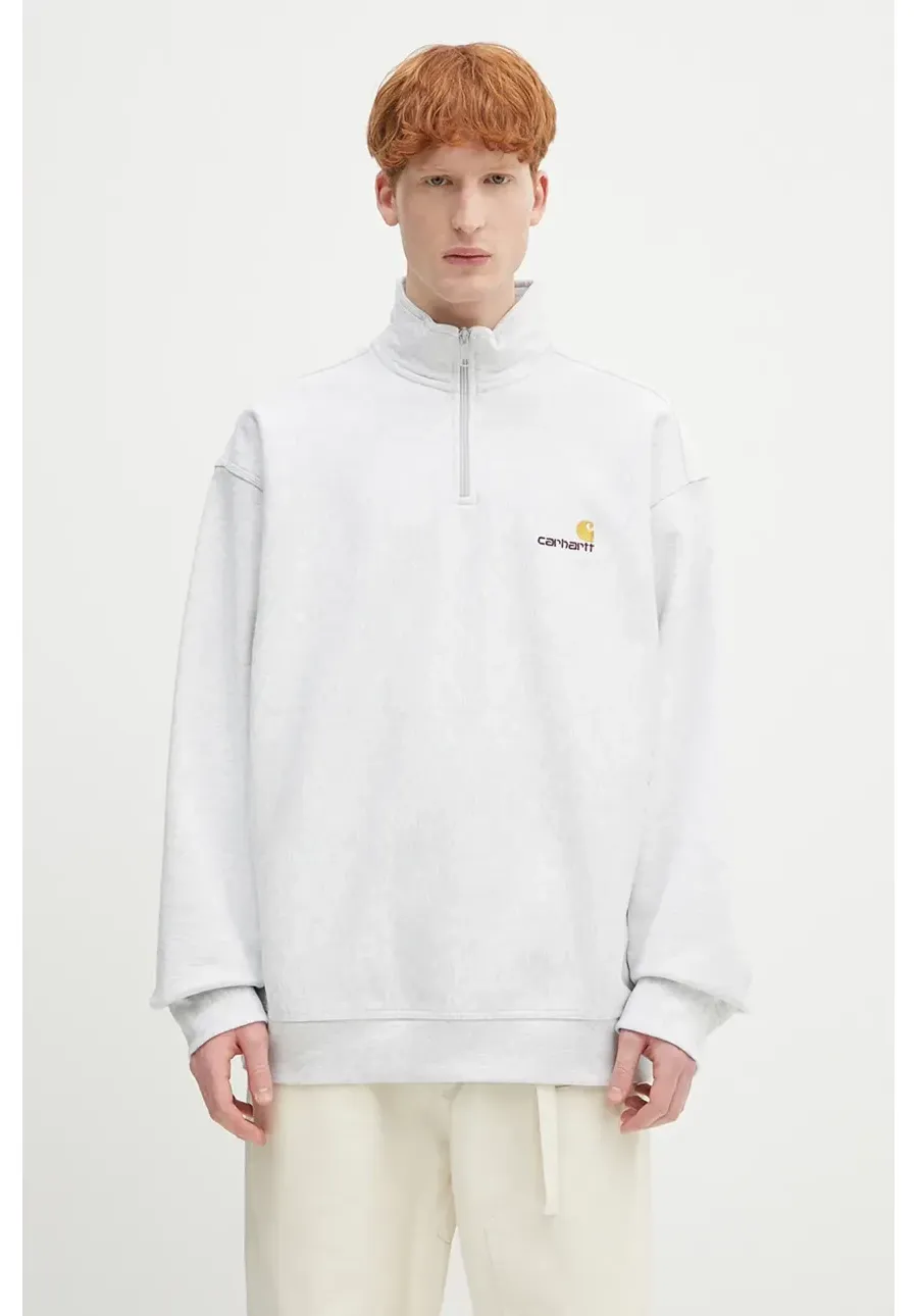 obrazek 1 Carhartt WIP bluza Half Zip American Script Sweat męska kolor szary melanżowa I027014.482XX