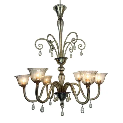 Zdjęcie Elegancki żyrandol wenecki z 1920 roku z dmuchanego szkła