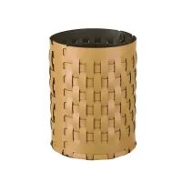 Picture Bottega leather woven basket Ø20xH25 cm mustard