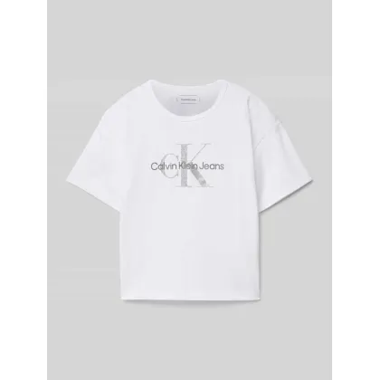 Zdjęcie T-shirt o krótkim kroju z nadrukiem z logo