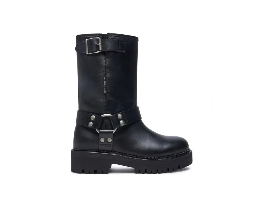 obrazek 1 Tommy Jeans Botki Tjw Urban Biker Boot Leather EN0EN02728 Czarny