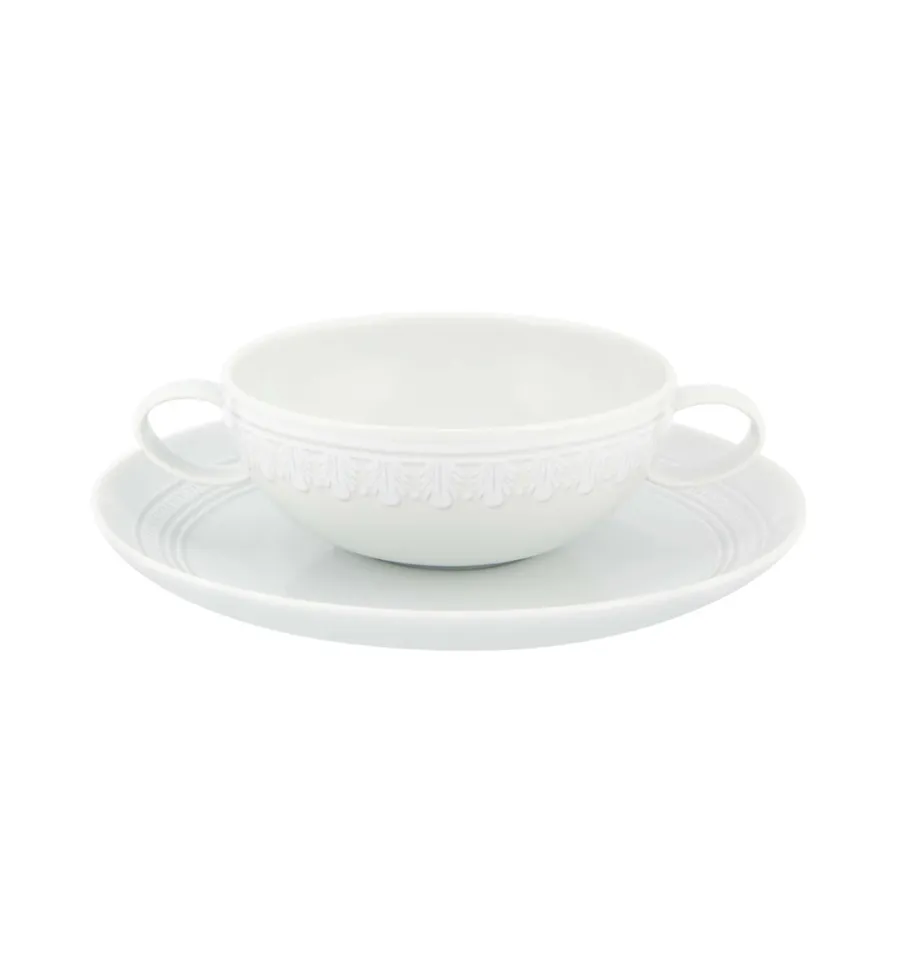 obrazek 1 Biała porcelanowa filiżanka ze spodkiem Ornament z rzeźbiarskim ornamentem inspirowanym sufitami pałacu Vista Alegre - Vista Alegre