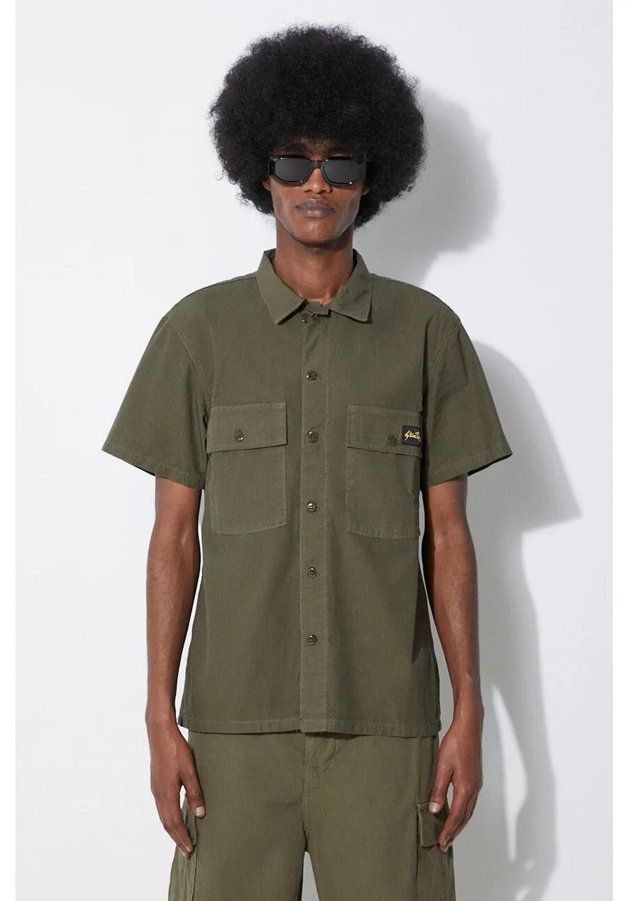 obrazek 1 Stan Ray koszula bawełniana Cpo Short Sleeve męska kolor zielony slim z kołnierzykiem klasycznym SS2401922
