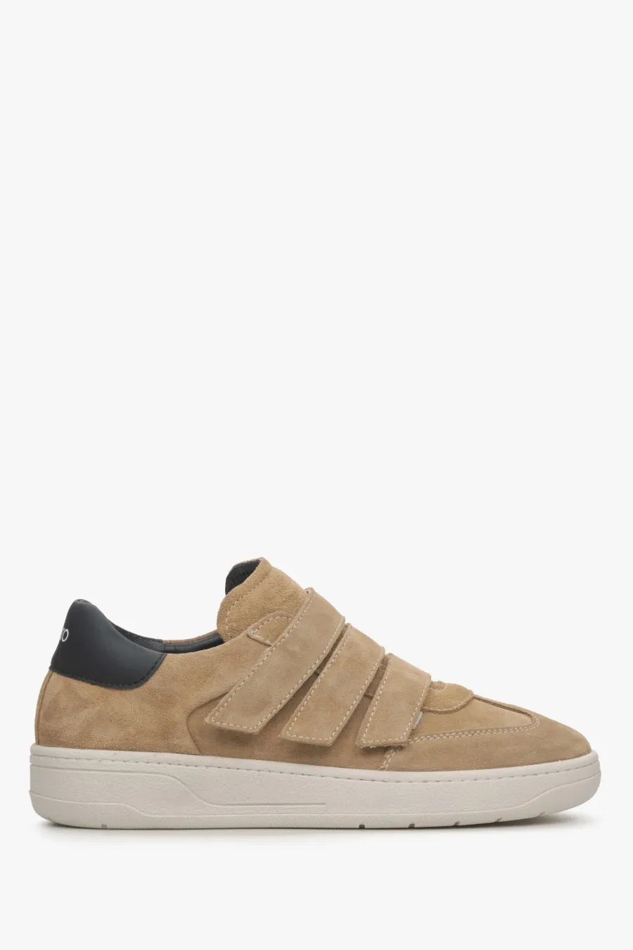 obrazek 1 Estro: Jasnobrązowe sneakersy damskie na rzep z włoskiego weluru naturalnego