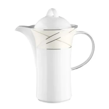 Picture White porcelain coffee pot decorated with a modern pattern - Tettau