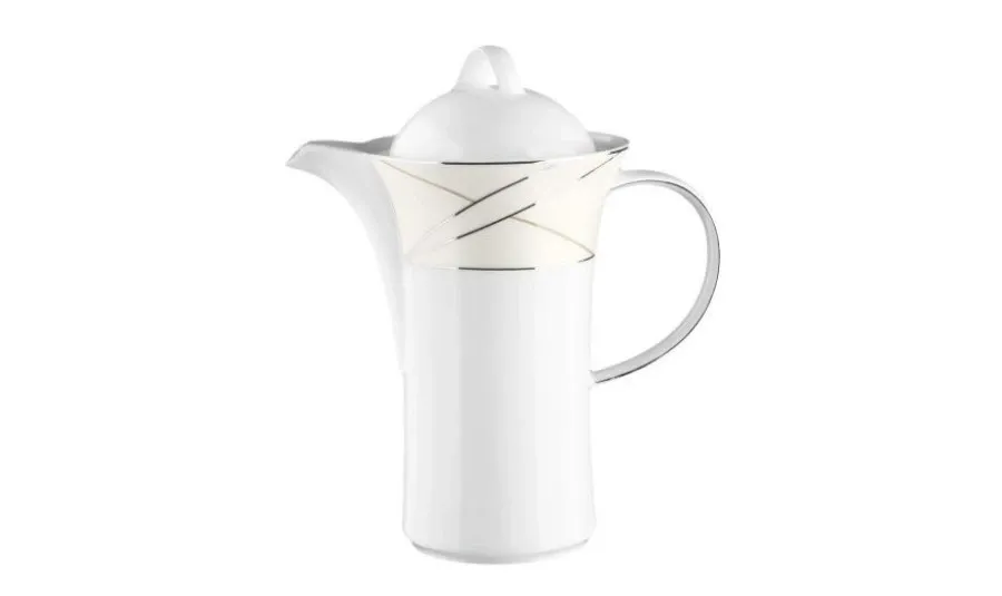 obrazek 1 Porcelanowy biały dzbanek do kawy zdobiony nowoczesnym wzorem – Tettau
