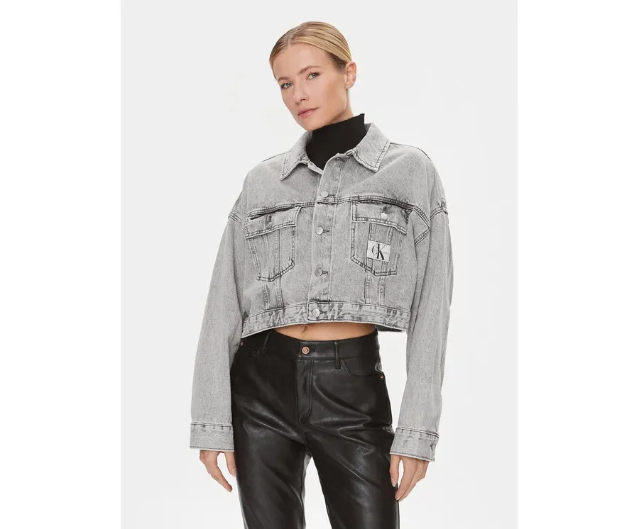 obrazek 1 Calvin Klein Jeans Kurtka jeansowa J20J222467 Szary Oversize