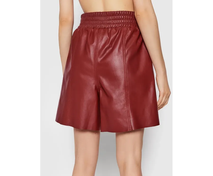 obrazek 1 Gestuz Szorty skórzane Liljagz 10905351 Bordowy Relaxed Fit