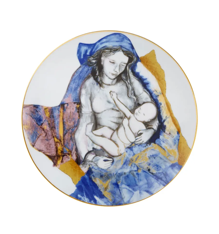 obrazek 1 Malowany porcelanowy świąteczny talerz z przedstawieniem Dziewicy Maryi i Jezusa - Vista Alegre