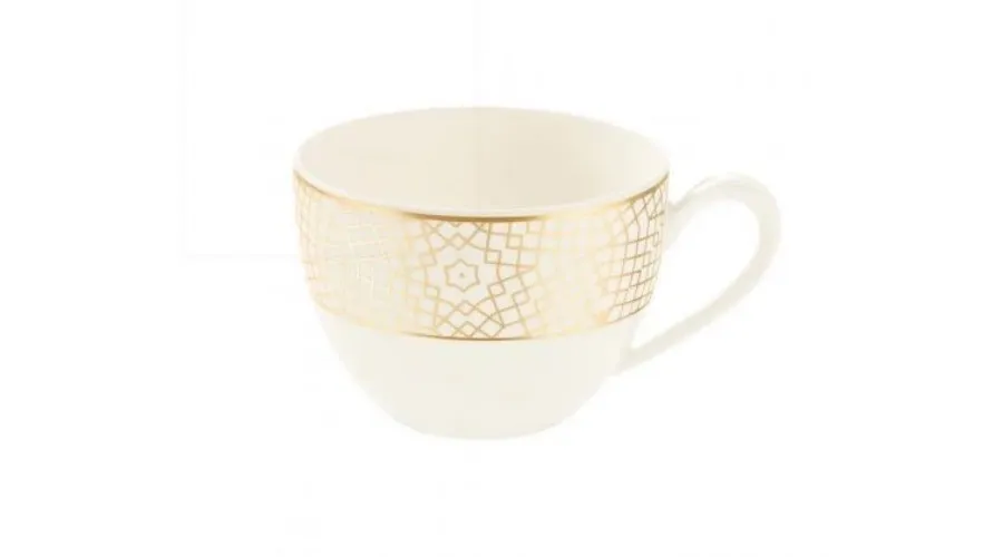 obrazek 1 Kremowa porcelanowa filiżanka do kawy zdobiona ozdobnym złotym wzorem – Tettau