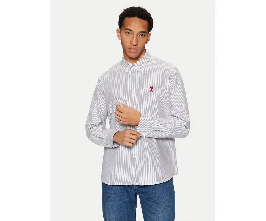 obrazek 1 AMI PARIS Koszula BFUSH063.CO0087 Szary Regular Fit