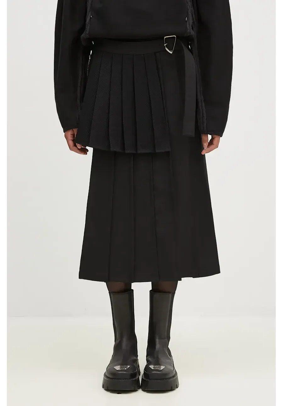 obrazek 1 Andersson Bell spódnica wełniana Double Pleated Wrap Skirt kolor czarny mini prosta apa772w