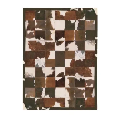 Picture Brown cowhide patchwork rug