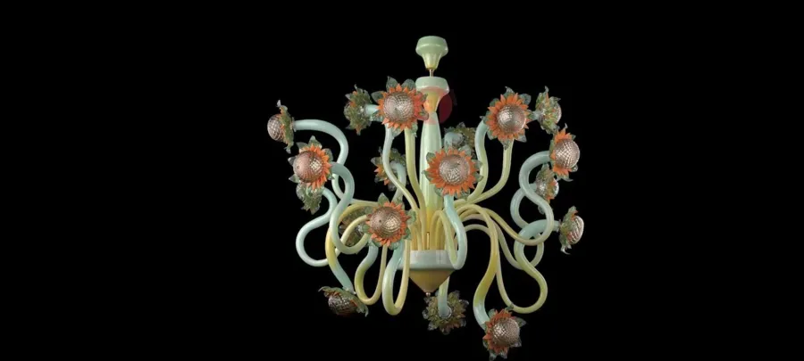 obrazek 2 Luksusowy kwiatowy żyrandol ze szkła Murano z Włoch - Vetreria Artistica Rosa