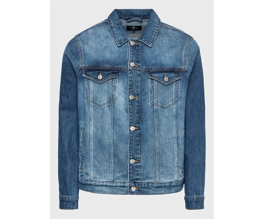 obrazek 1 7 For All Mankind Kurtka jeansowa Perfect JSK5C100LO Niebieski Regular Fit