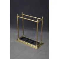 Picture Victorian brass umbrella stand with 4 compartments on sides - antique
