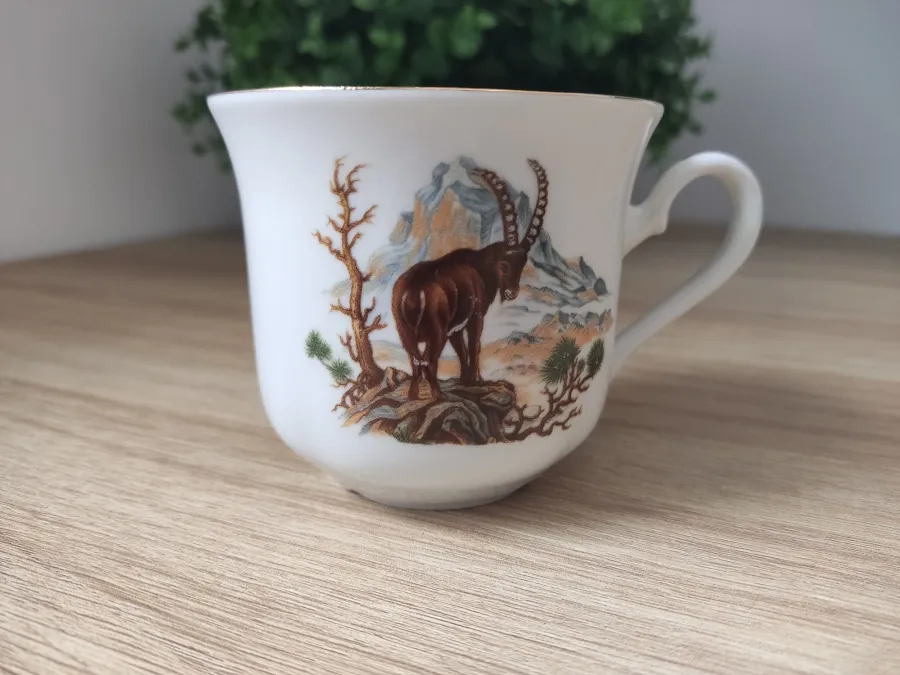 obrazek 5 Stylowa filiżanka do herbaty ze spodkiem z porcelany zdobiona losowym motywem myśliwskim – Leander