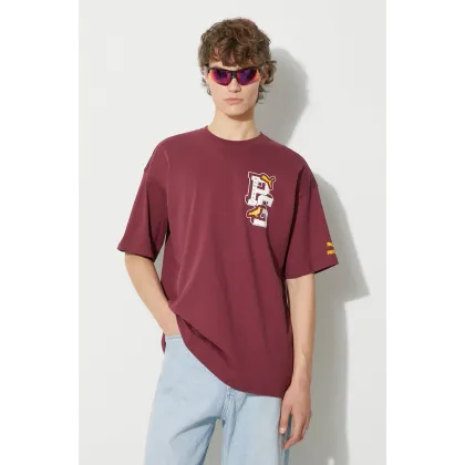 Zdjęcie Puma t-shirt bawełniany PUMA X STAPLE męski kolor bordowy z nadrukiem