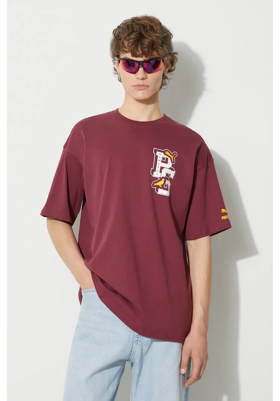 obrazek 1 Puma t-shirt bawełniany PUMA X STAPLE męski kolor bordowy z nadrukiem