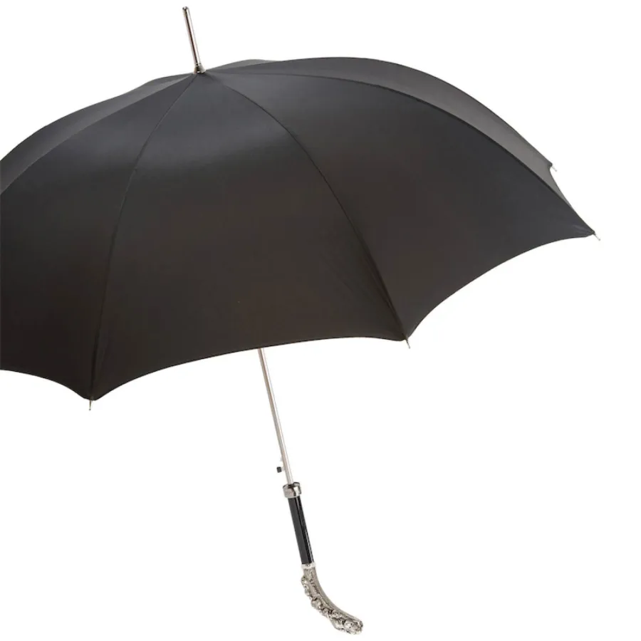 obrazek 7 Wyjątkowy czarny parasol męski z oryginalną rzeźbioną rączką - Pasotti