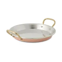 Picture Paella pan with 2 handles, smooth galvanized copper, ø 40 cm - Cu Artigiana