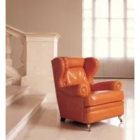 Picture Elegant leather armchair designed in a classic style - Mascheroni