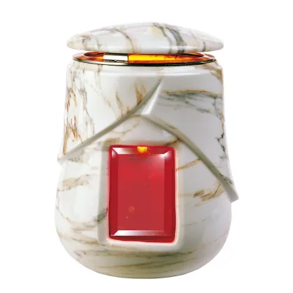 Zdjęcie Porcelanowa lampa świecowa na nagrobki 19x12 cm