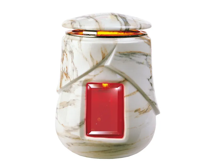 obrazek 1 Porcelanowa lampa świecowa na nagrobki 19x12 cm