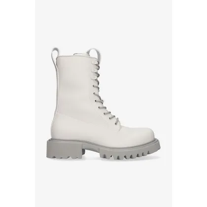 Zdjęcie Rains trapery Palladium x Rains Show Combat Boot 22600 damskie kolor szary na płaskim obcasie 22600.CEMENT
