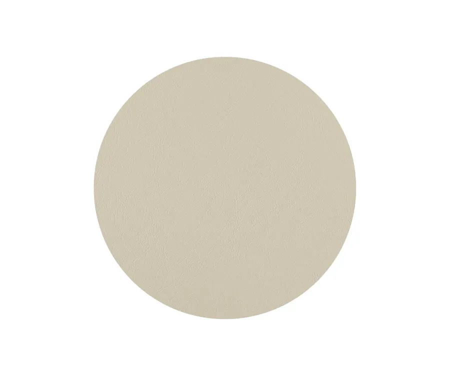 obrazek 3 Okrągła skórzana podkładka na stół Ø30 cm w kolorze białym i waniliowym