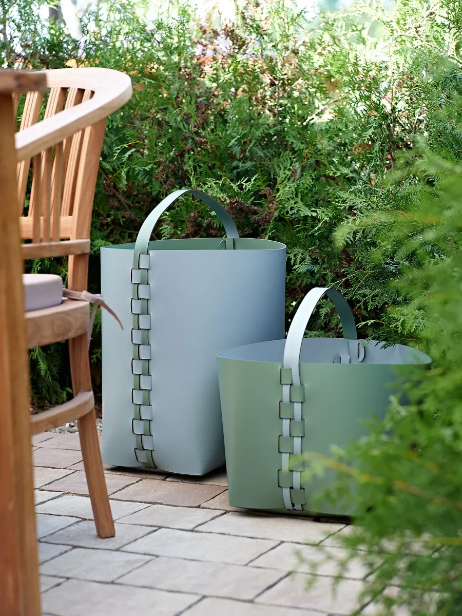 picture 3 Light blue pastel Helena basket 35x30xH45 cm made of natural leather