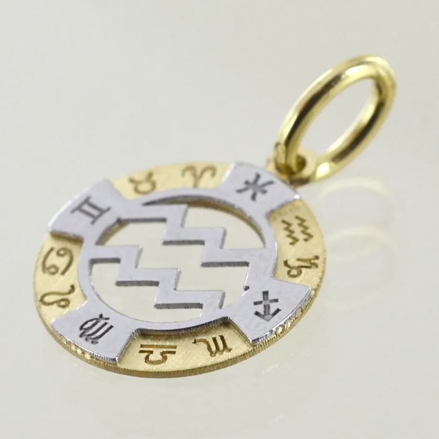 obrazek 1 Zawieszka ze znakiem zodiaku wodnika z żółtego i białego złota