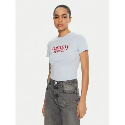 Zdjęcie Tommy Jeans T-Shirt Essential DW0DW19447 Błękitny Slim Fit