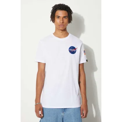 Zdjęcie Alpha Industries t-shirt bawełniany Space Shuttle T kolor biały z nadrukiem 176507.09