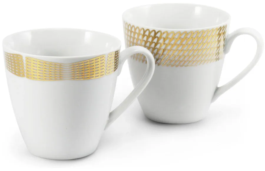 obrazek 1 Nowoczesny porcelanowy zestaw dwóch kubków ze złotym zdobieniem z kolekcji Angel wings – Leander
