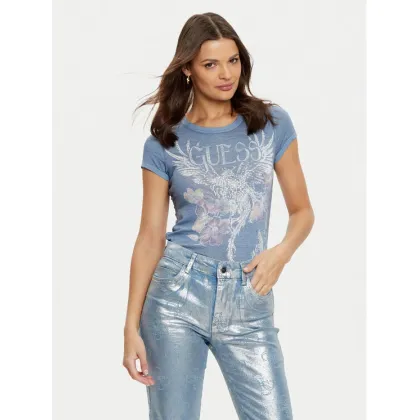 Zdjęcie Guess T-Shirt W5RI28 KBYH0 Niebieski Regular Fit