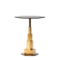 Picture Hexagonal table with ceramic base and glass top H.65xL.52 cm
