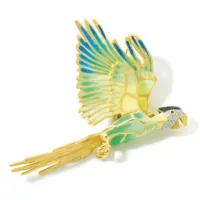 Zdjęcie Srebrna broszka papuga pozłacana 18-karatowym złotem Kolorowe cyrkonie i emalie