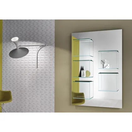 Zdjęcie Lustrzany panel ścienny ze szklanymi półkami - Tonelli Design