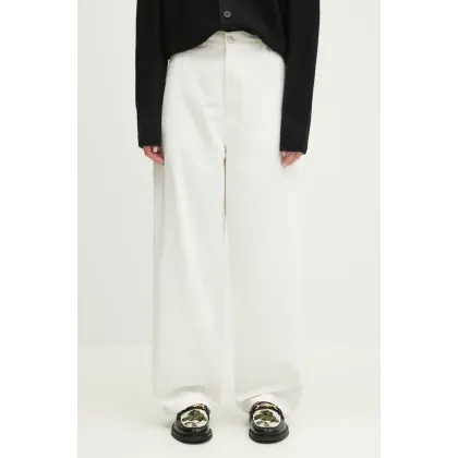 Zdjęcie Carhartt WIP spodnie bawełniane Brandon Single Knee Pant damskie kolor biały szerokie high waist I034880