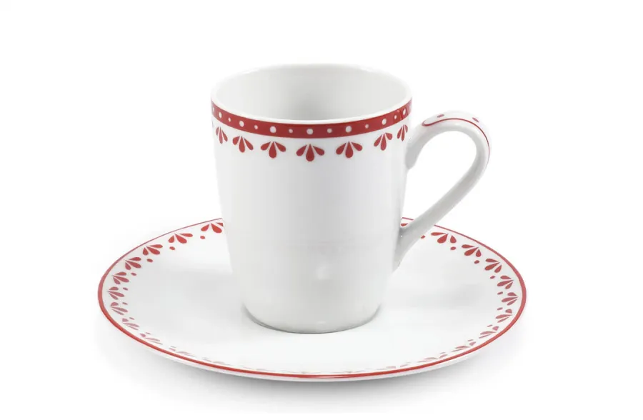 obrazek 1 Piękna stylowa filiżanka do espresso z porcelany w kolorze czerwonym z subtelnym zdobieniem - Leander