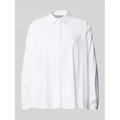 Zdjęcie Bluzka koszulowa o kroju regular fit z obszyciem ozdobnymi kamieniami