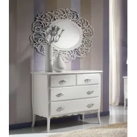 Picture Oval, perforated, lacquered mirror with white mother of pearl effect - Zanini