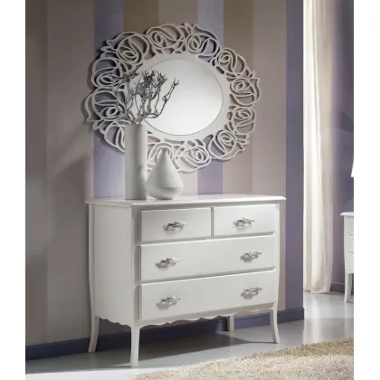 Zdjęcie Owalne, perforowane, lakierowane lustro z efektem białej masy perłowej - Zanini