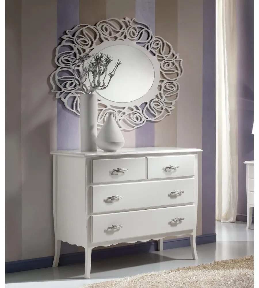 obrazek 1 Owalne, perforowane, lakierowane lustro z efektem białej masy perłowej - Zanini