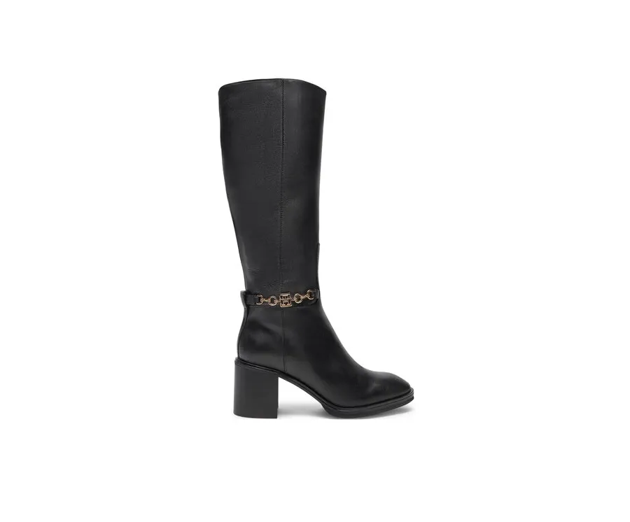 obrazek 1 Tommy Hilfiger Kozaki Th Chain Leather Long Boot FW0FW08182 Czarny